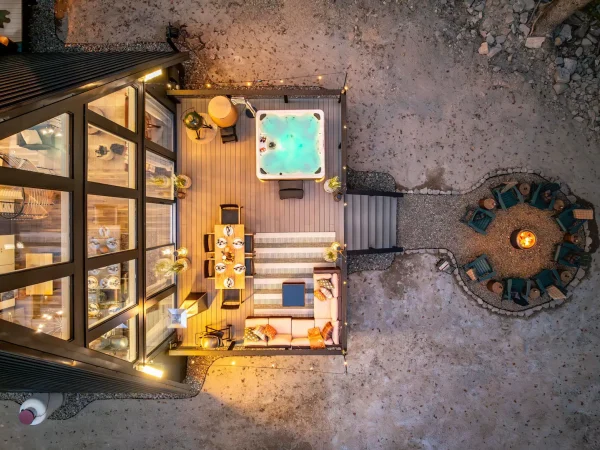 custom home construction exterior from the air